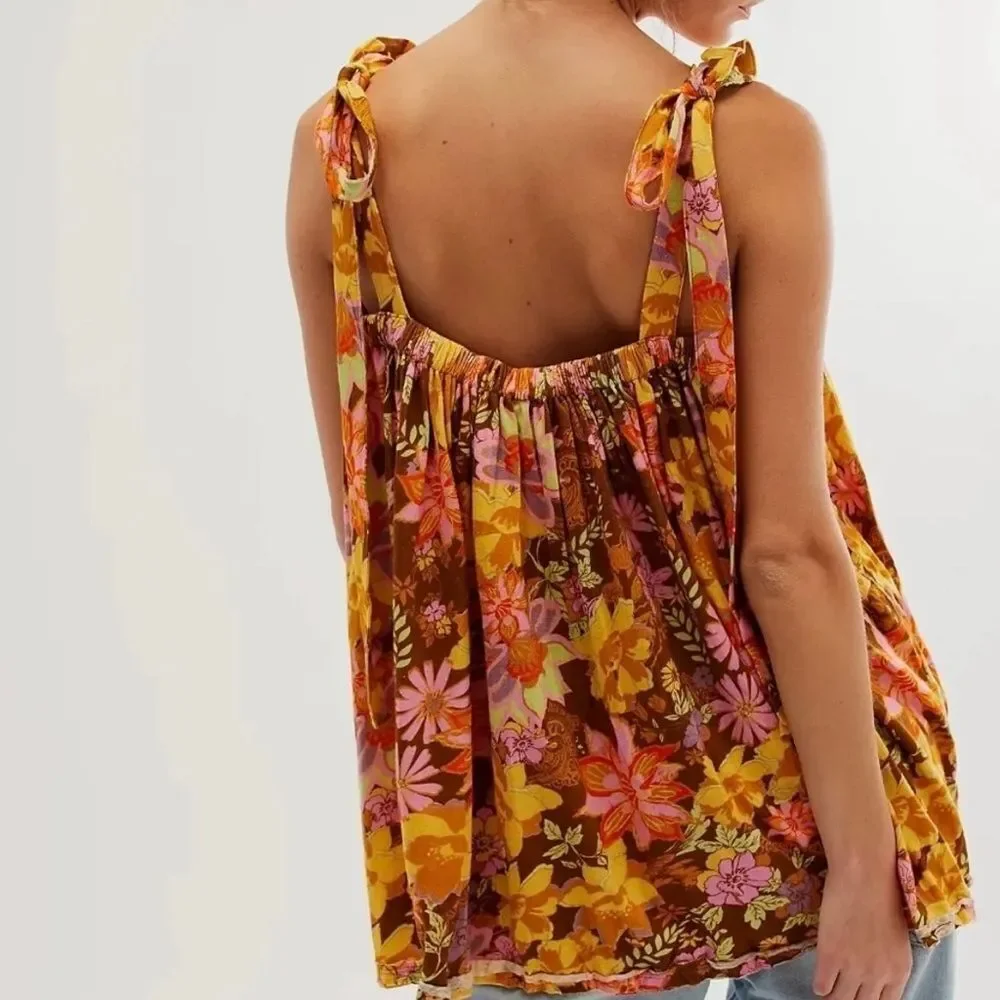 Free People Bali Moroccan Flowers Tunic Top (OVERSIZED)